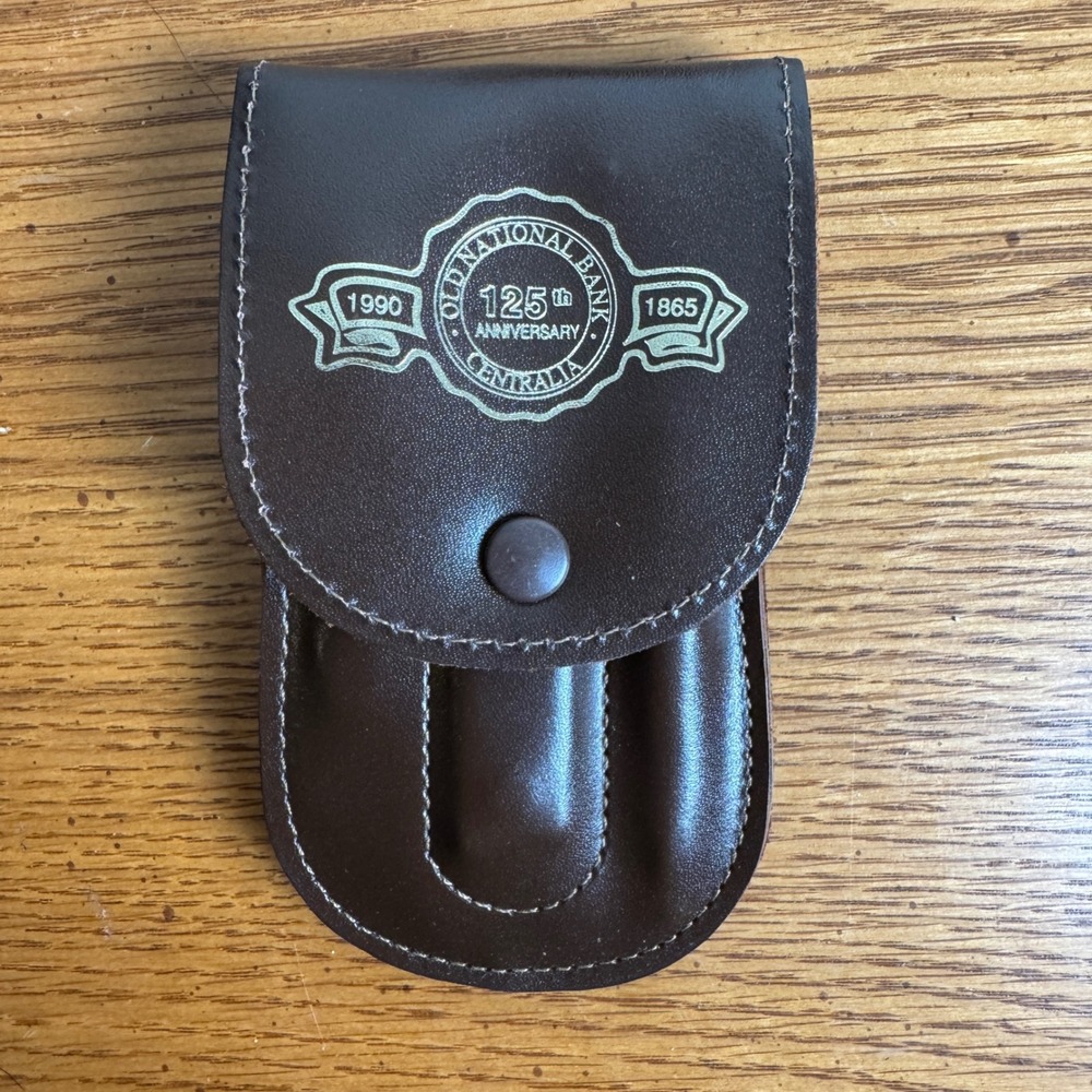 Old National Bank 125th Anniversary Centralia IL Leather Pouch Grooming Tools